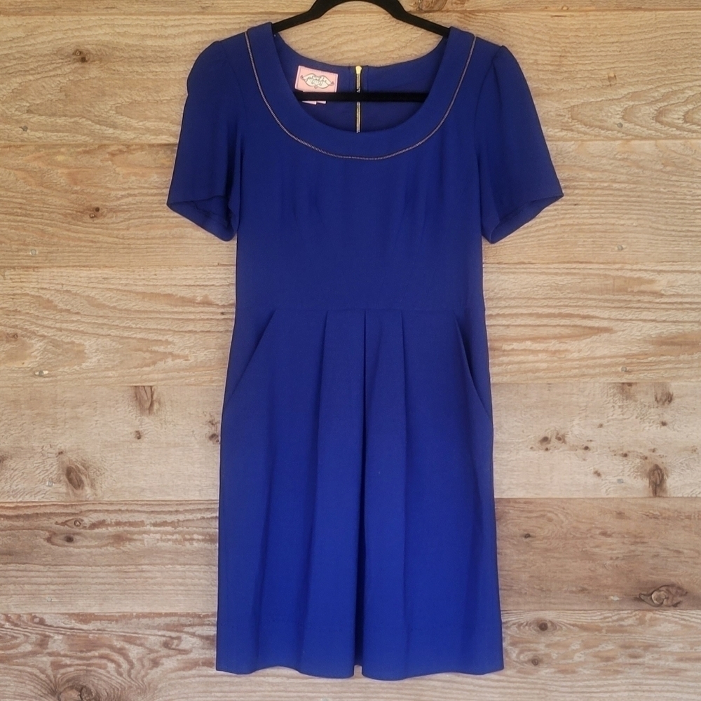 Phoebe Couture Cobalt Blue Dress with Zipper Trim Size 4
